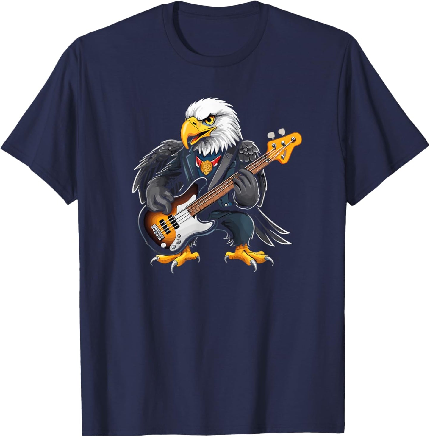 Eagle playing Electric Guitar, Eagle Guitarist T-Shirt - T-Shirt | Navy