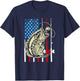 Fishing American Flag Vintage Fishing Lover Bass Fisherman T-Shirt - T-Shirt | Navy