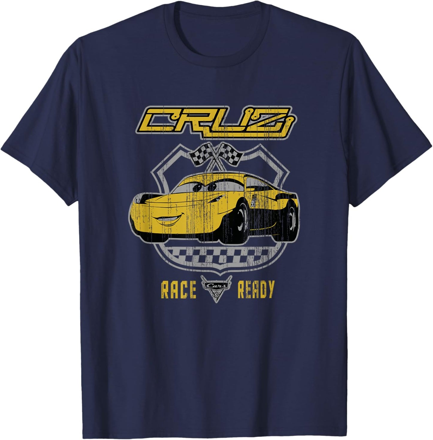 Disney Pixar Cars 3 Cruz Ramírez Race Ready Vintage Logo T-Shirt - T-Shirt | Navy