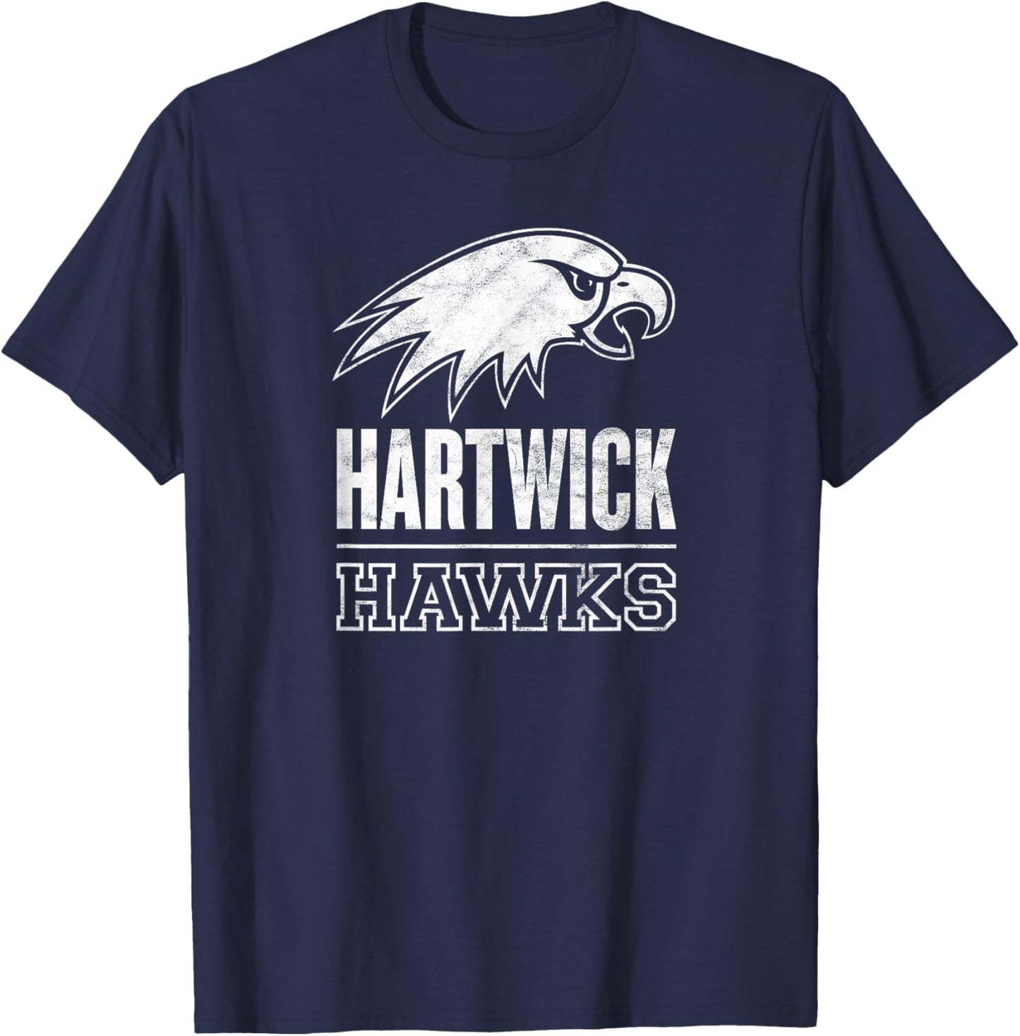Hartwick College Hawks Distressed Primary Logo T-Shirt - T-Shirt | Navy