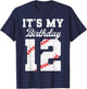 Birthday Boy 12 Baseball Its My 12th Birthday Boys Girls T-Shirt - T-Shirt | Navy