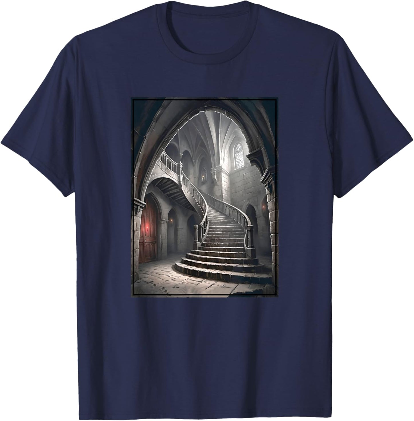 Dracula's Castle Staircase and Architecture T-Shirt - T-Shirt | Navy