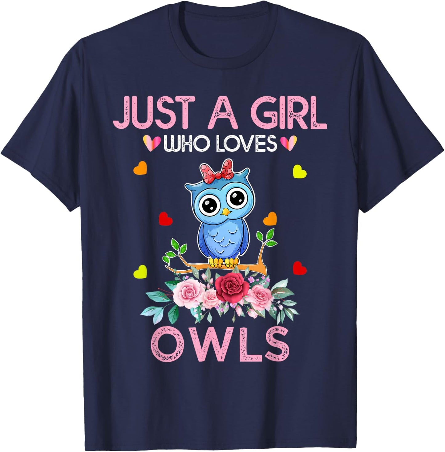 Owl Girls Kids Gift Just A Girl Who Loves Owls T-Shirt - T-Shirt | Navy