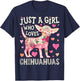 Chihuahua Just A Girl Who Loves Chihuahuas Dog Flower Floral T-Shirt - T-Shirt | Navy