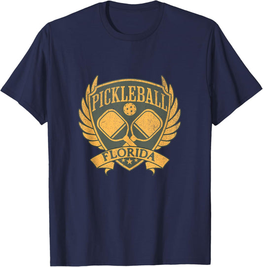 Florida Pickleball Shirt State Paddle Sport Pickleballer T-Shirt - T-Shirt | Navy