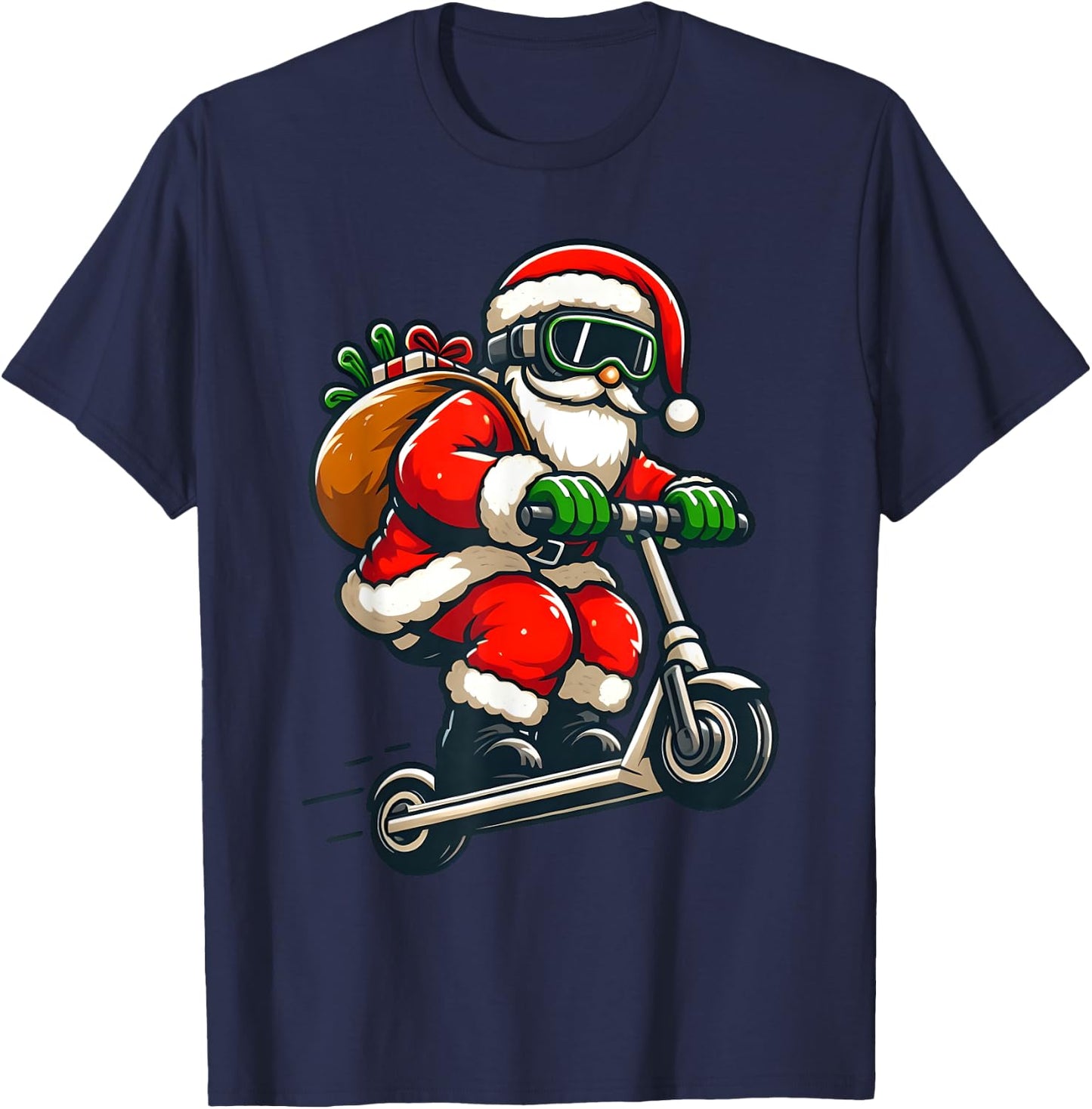 Santa Riding Scooter Christmas Pajama for Toddlers Kids Boys T-Shirt - T-Shirt | Navy