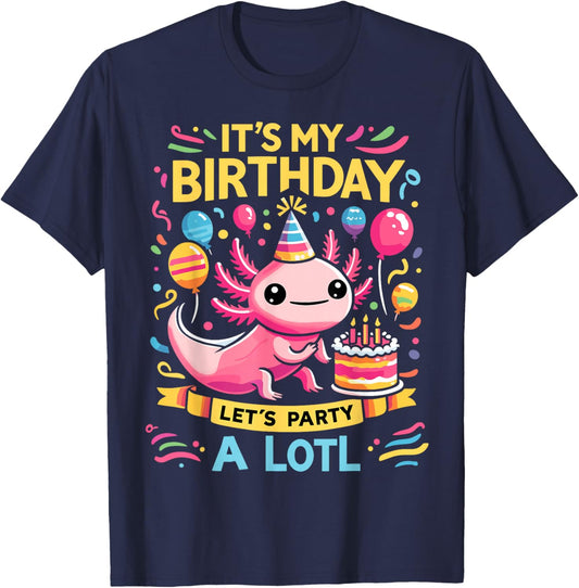 Axolotl Fun Party Kawaii Axolot Birthday T-Shirt - T-Shirt | Navy