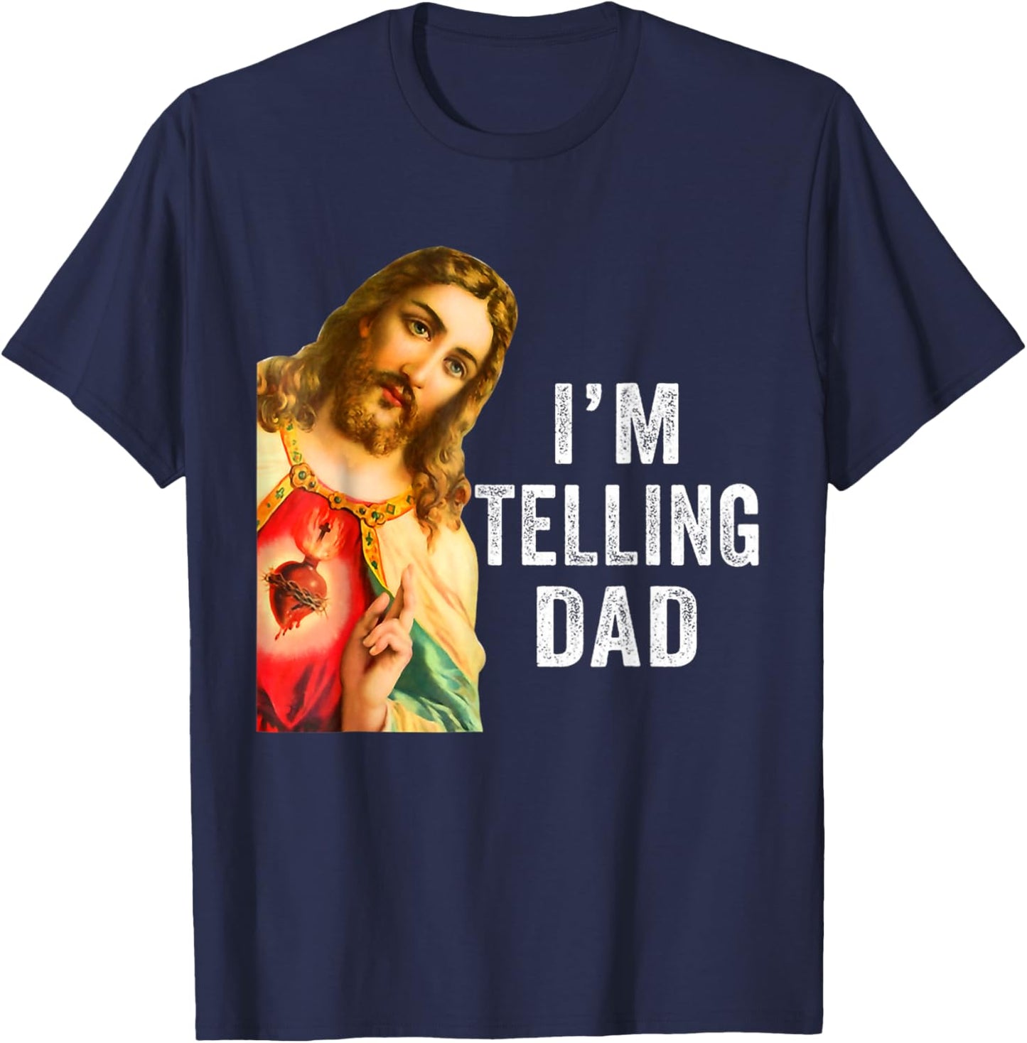 Retro Sunset Jesus I'm Telling Dad Costume Women T-Shirt - T-Shirt | Navy