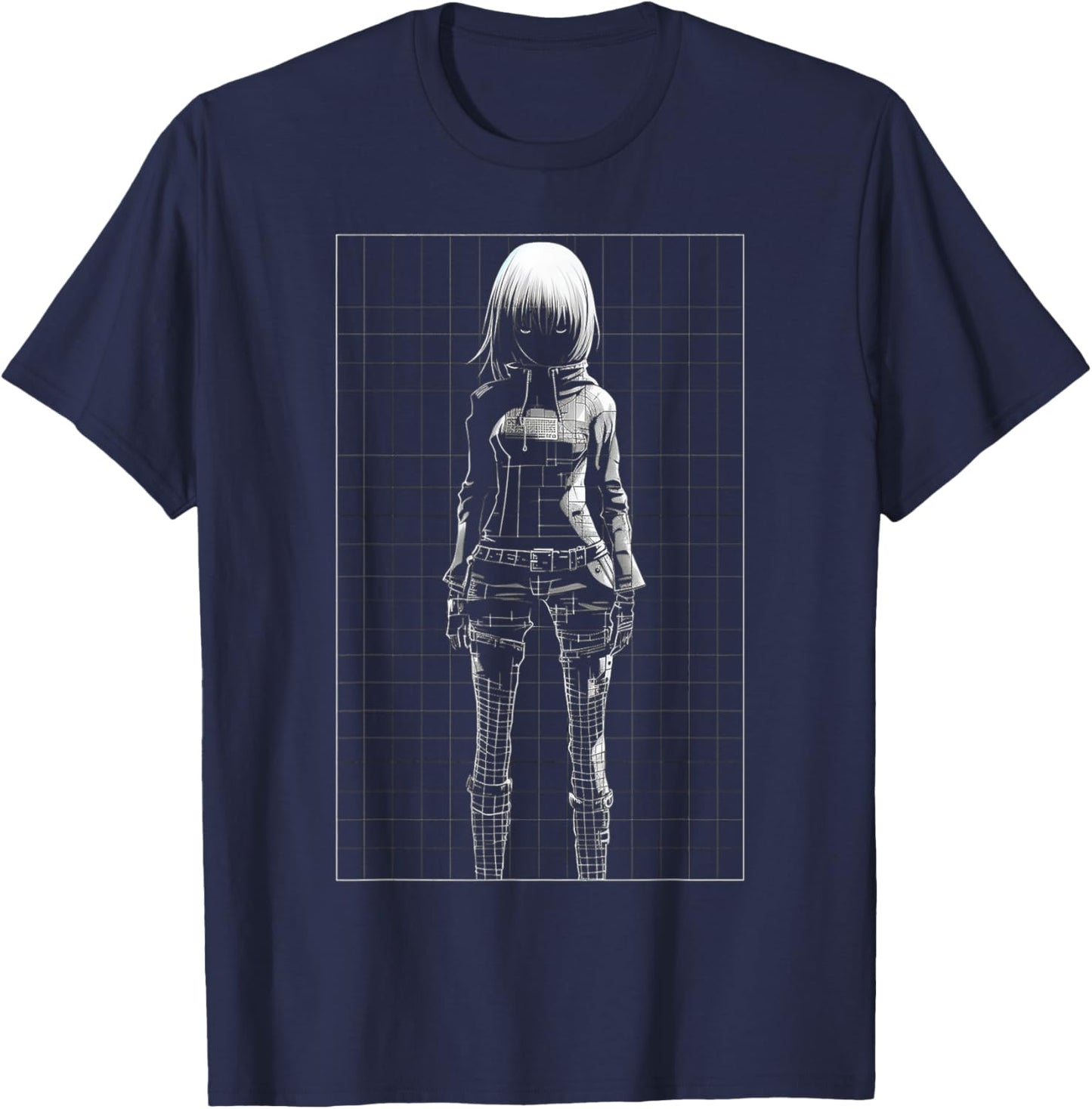 Anime Girl Character Art Anime T-Shirt - T-Shirt | Navy