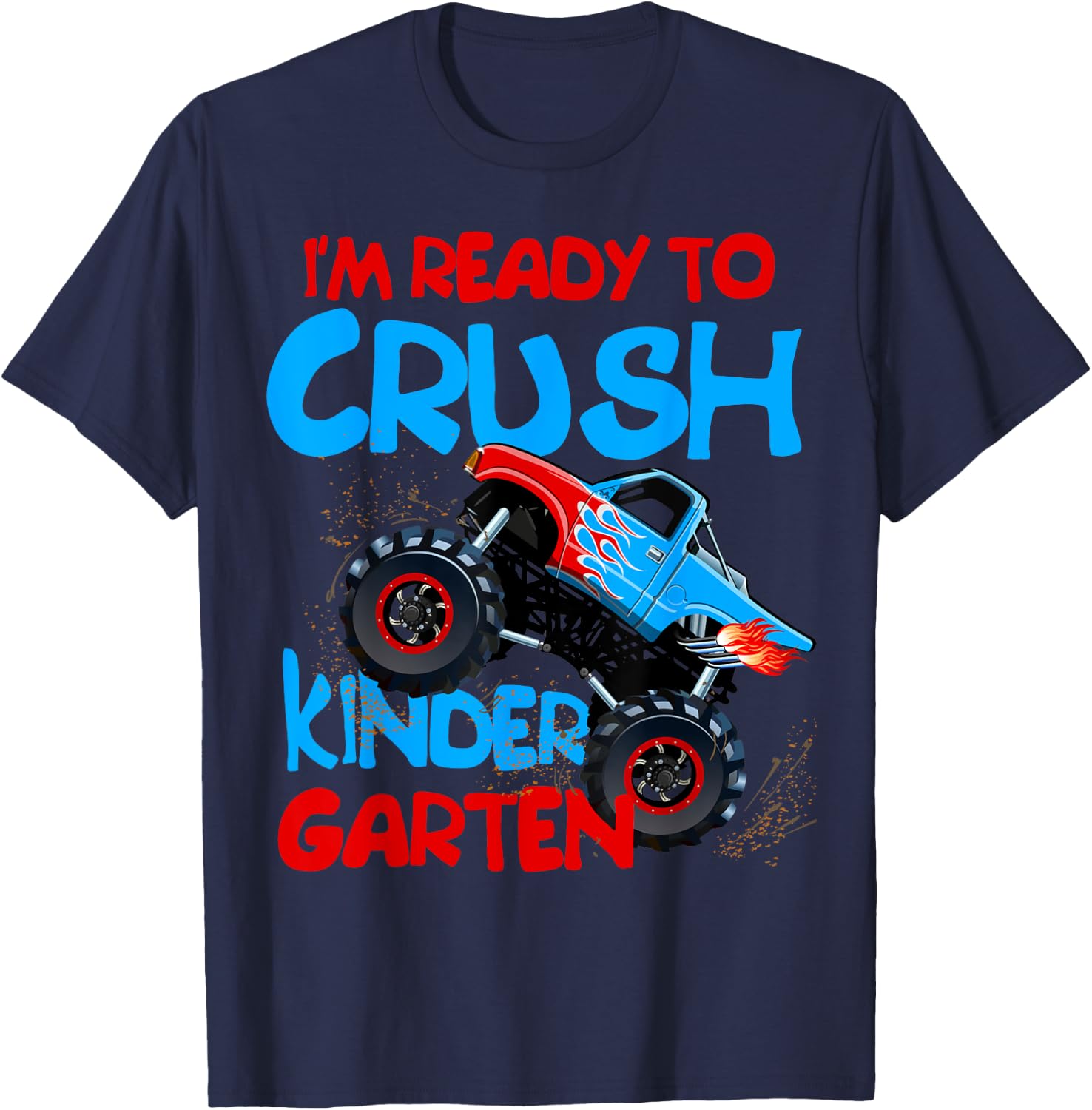 Back to School Boys First Day of Kindergarten Monster Truck T-Shirt - T-Shirt | Navy