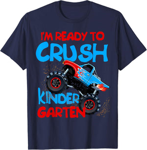 Back to School Boys First Day of Kindergarten Monster Truck T-Shirt - T-Shirt | Navy