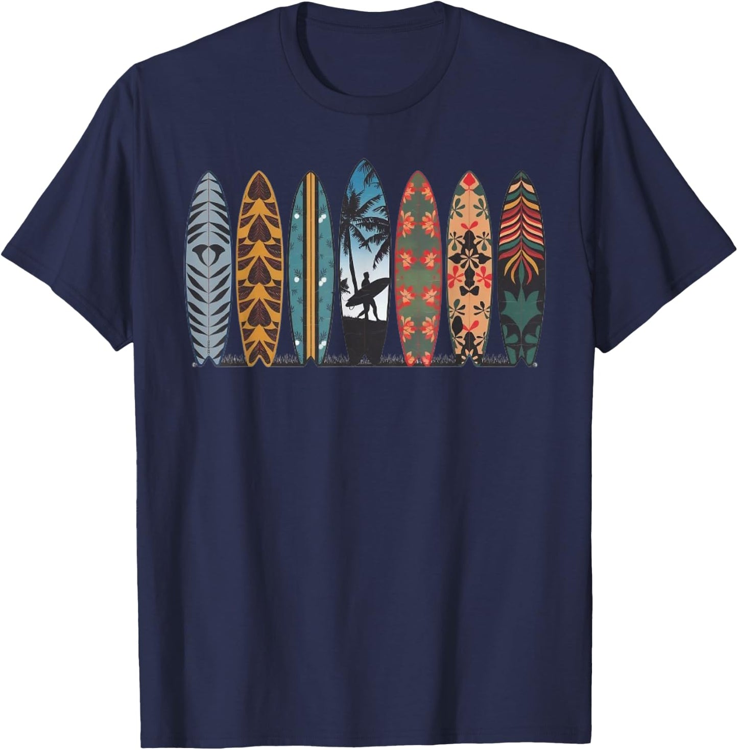 Surfboarder Hawaii Wave Surfing Surfboard Lover Beach Surfer T-Shirt - T-Shirt | Navy