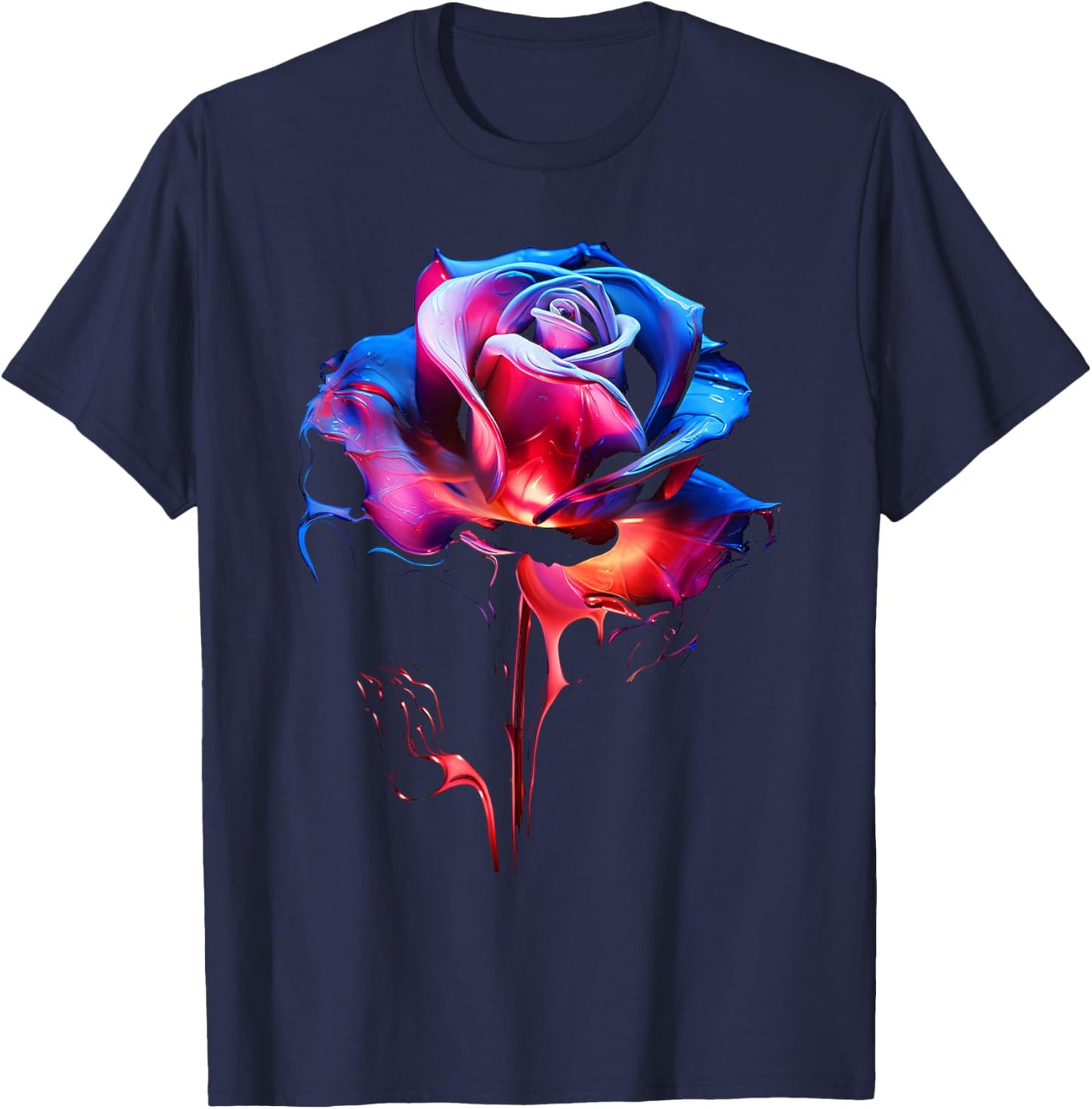 Rose Lover Artwork Graphic Flower Art Rose T-Shirt - T-Shirt | Navy