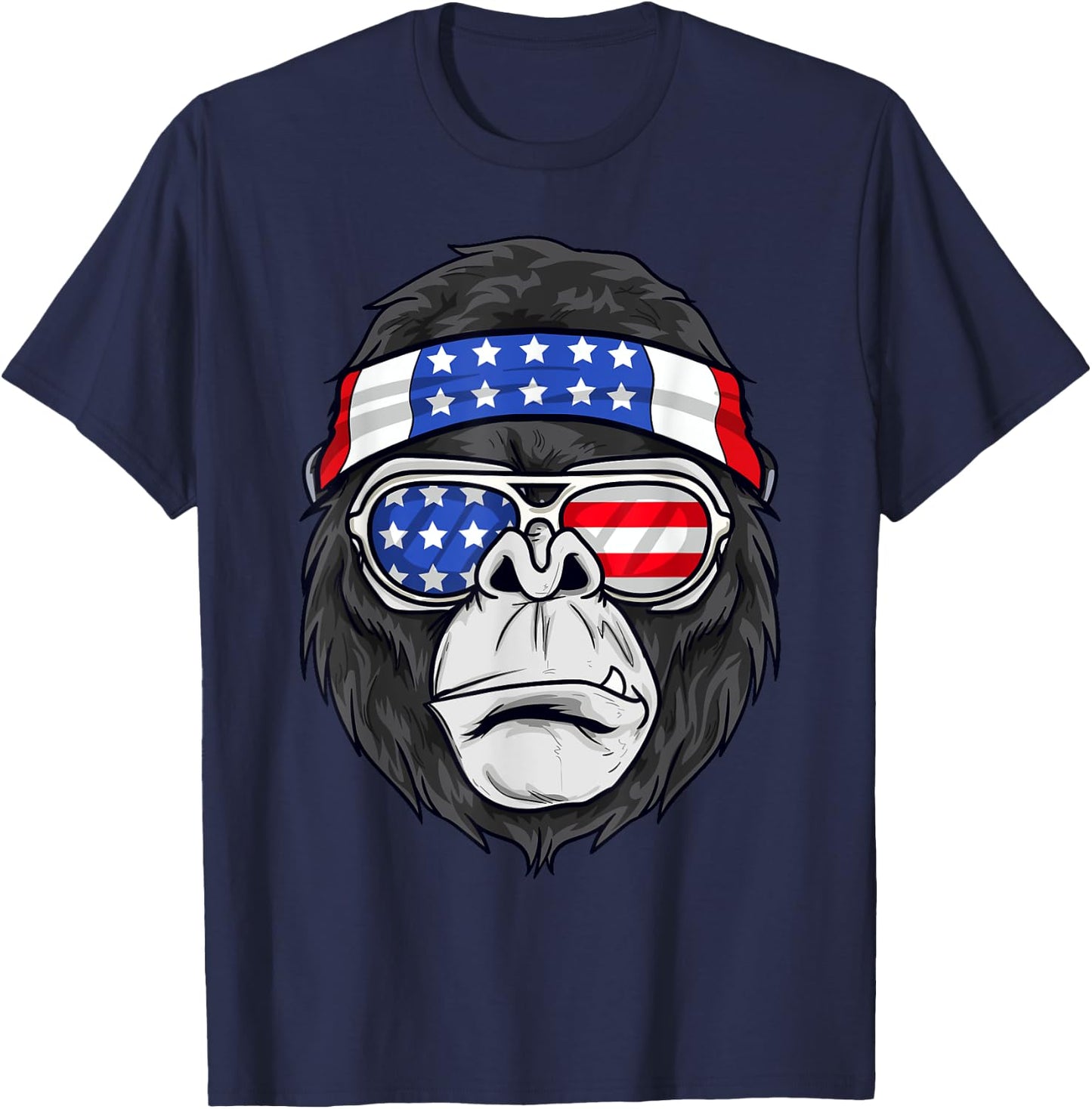 July 4th USA - Funny Patriotic Gorilla Women Kids Men T-Shirt - T-Shirt | Navy