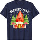 Blessed Yule Snowflakes and Gnome Cute Christmas Day Apparel T-Shirt - T-Shirt | Navy