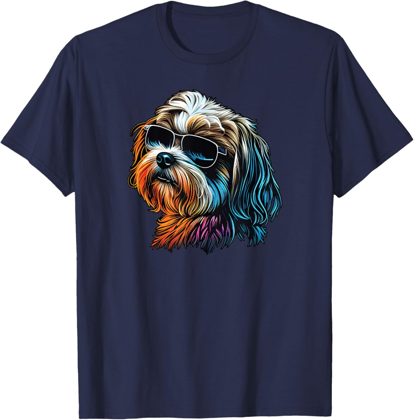 Dad Mom Cool Dog Sunglasses - Lhasa Apso Women T-Shirt - T-Shirt | Navy