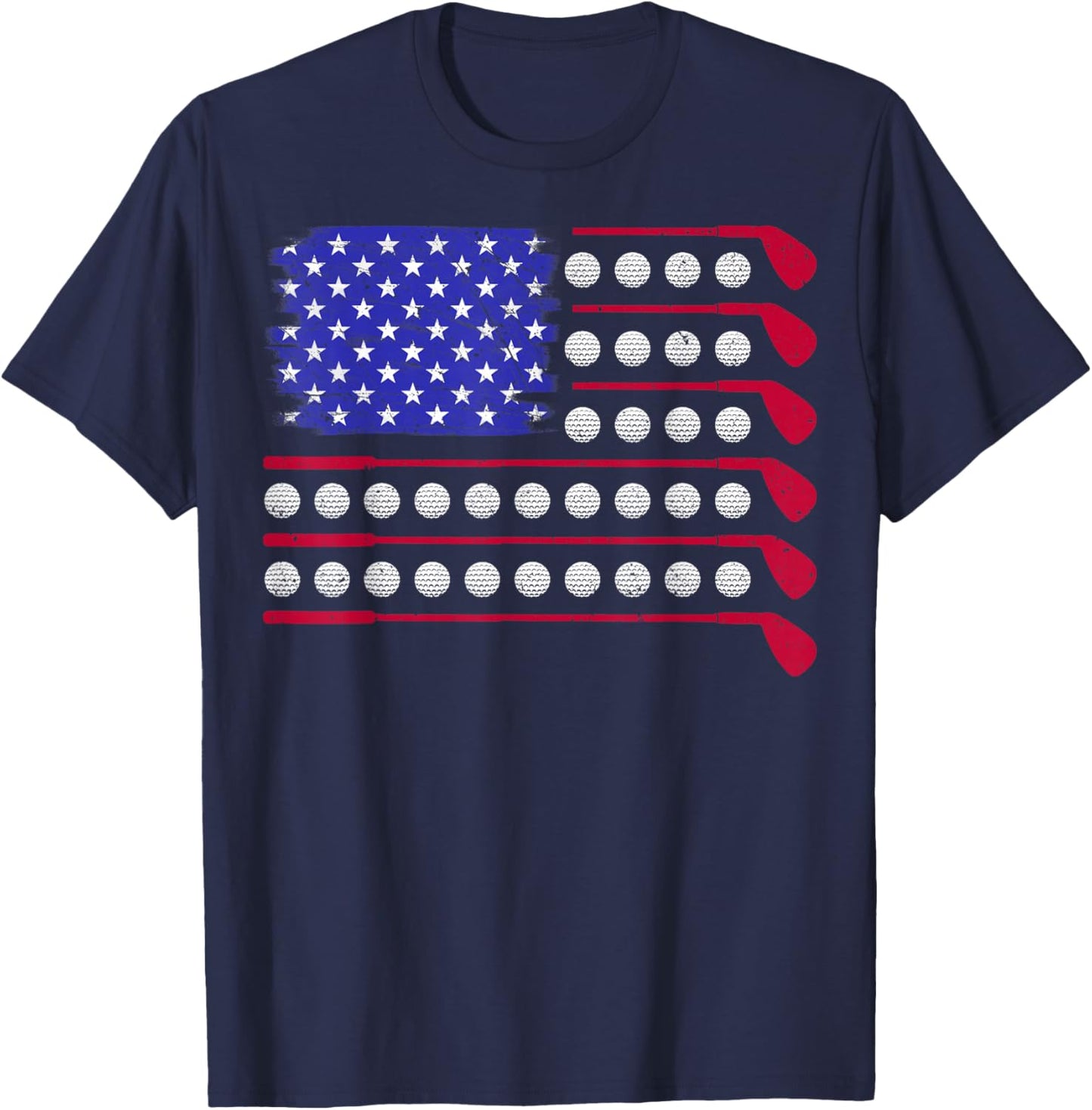 Golf American Flag 4th of July Patriotic Golfer Golf Coach T-Shirt - T-Shirt | Navy