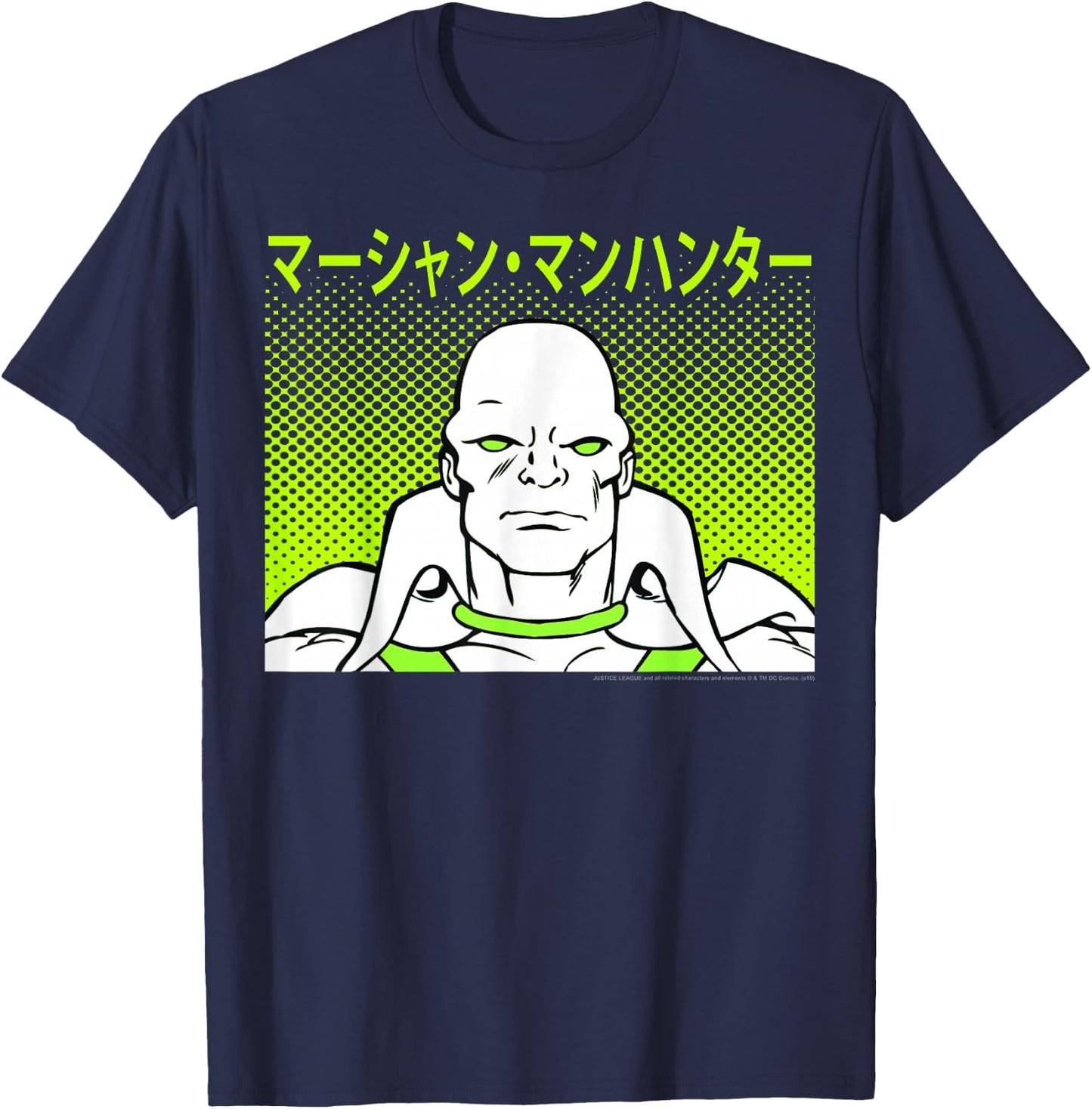 DC Comics Martian Manhunter Dotted Kanji Portrait T-Shirt - T-Shirt | Navy