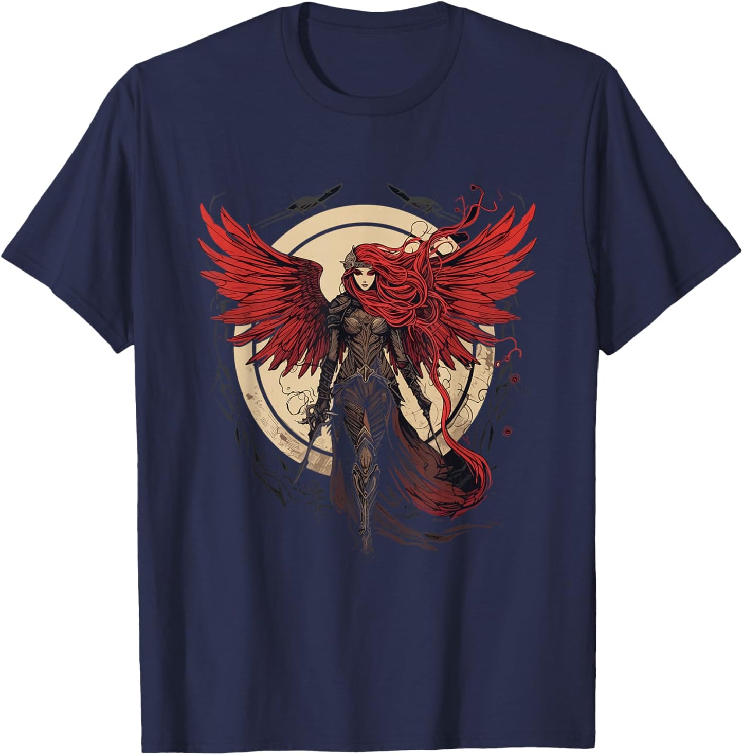 Powerful Valkyrie - Norse Warrior Angel of Death Valkyrie T-Shirt - T-Shirt | Navy
