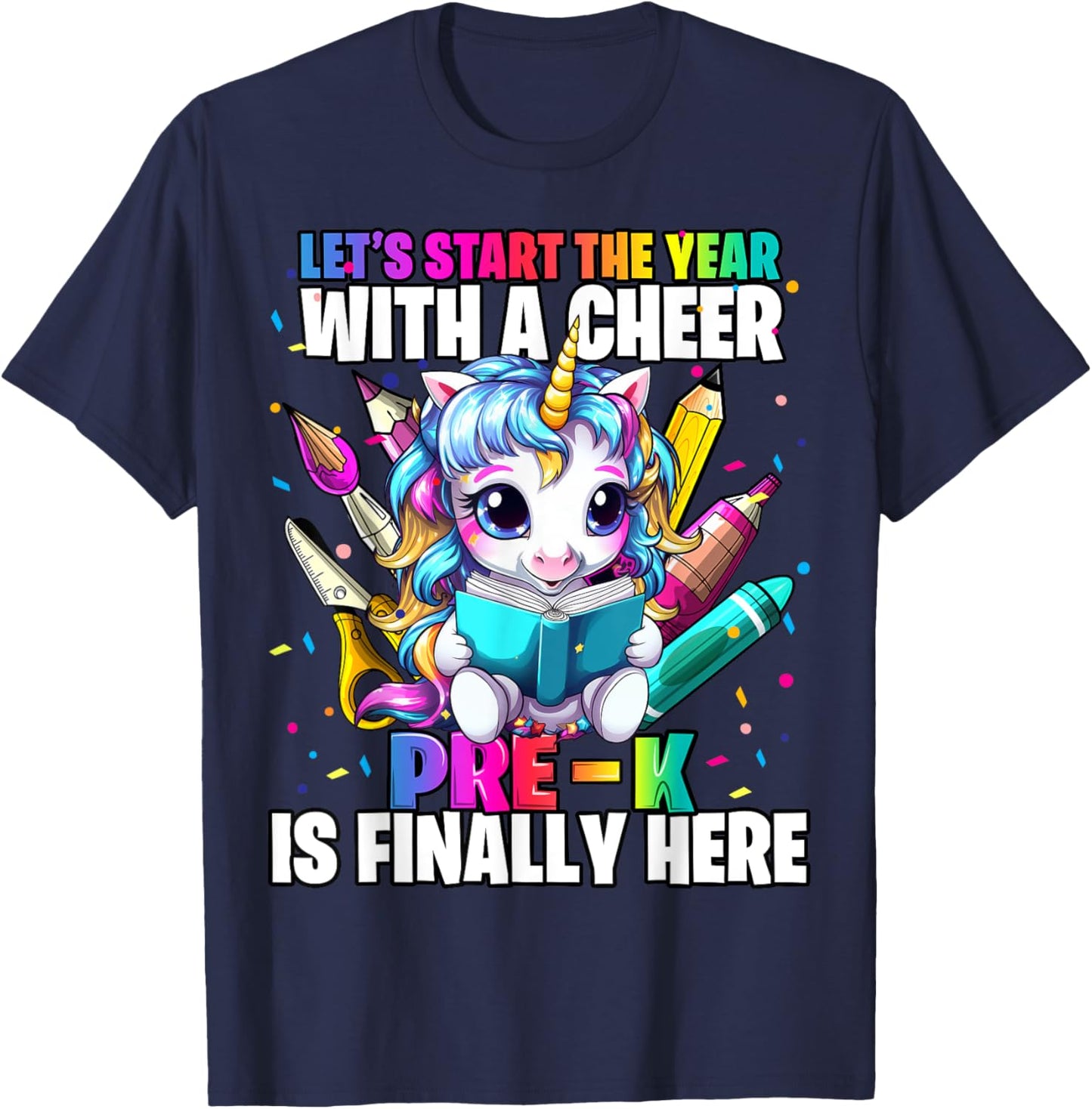 Unicorn Pre-K Back to School First Day of School Girls T-Shirt - T-Shirt | Navy