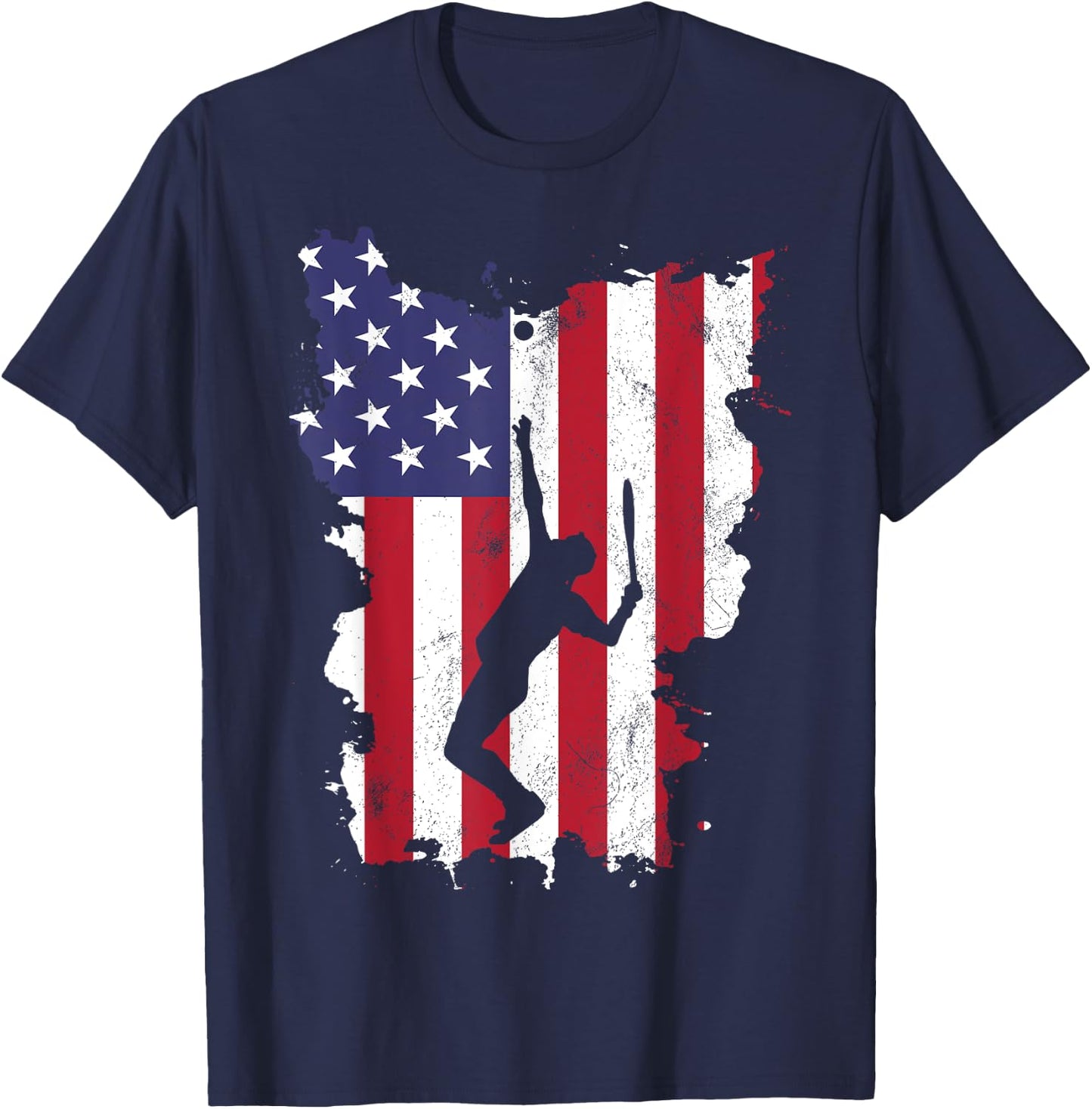 Vintage 4th Of July USA Flag Tennis T-Shirt - T-Shirt | Navy