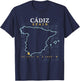 Vintage Retro Spain - Women's Adults Black Short Sleeve Classic Fit - Small - Spain Cadiz Map T-Shirt - T-Shirt | Navy