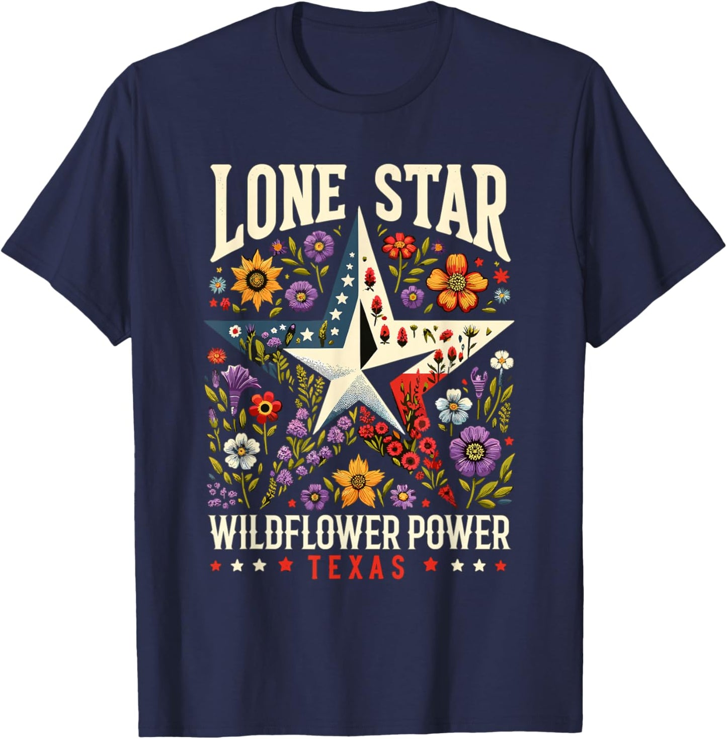 Texas Wildflowers Floral Texas Spring Lesser Sunflower T-Shirt - T-Shirt | Navy