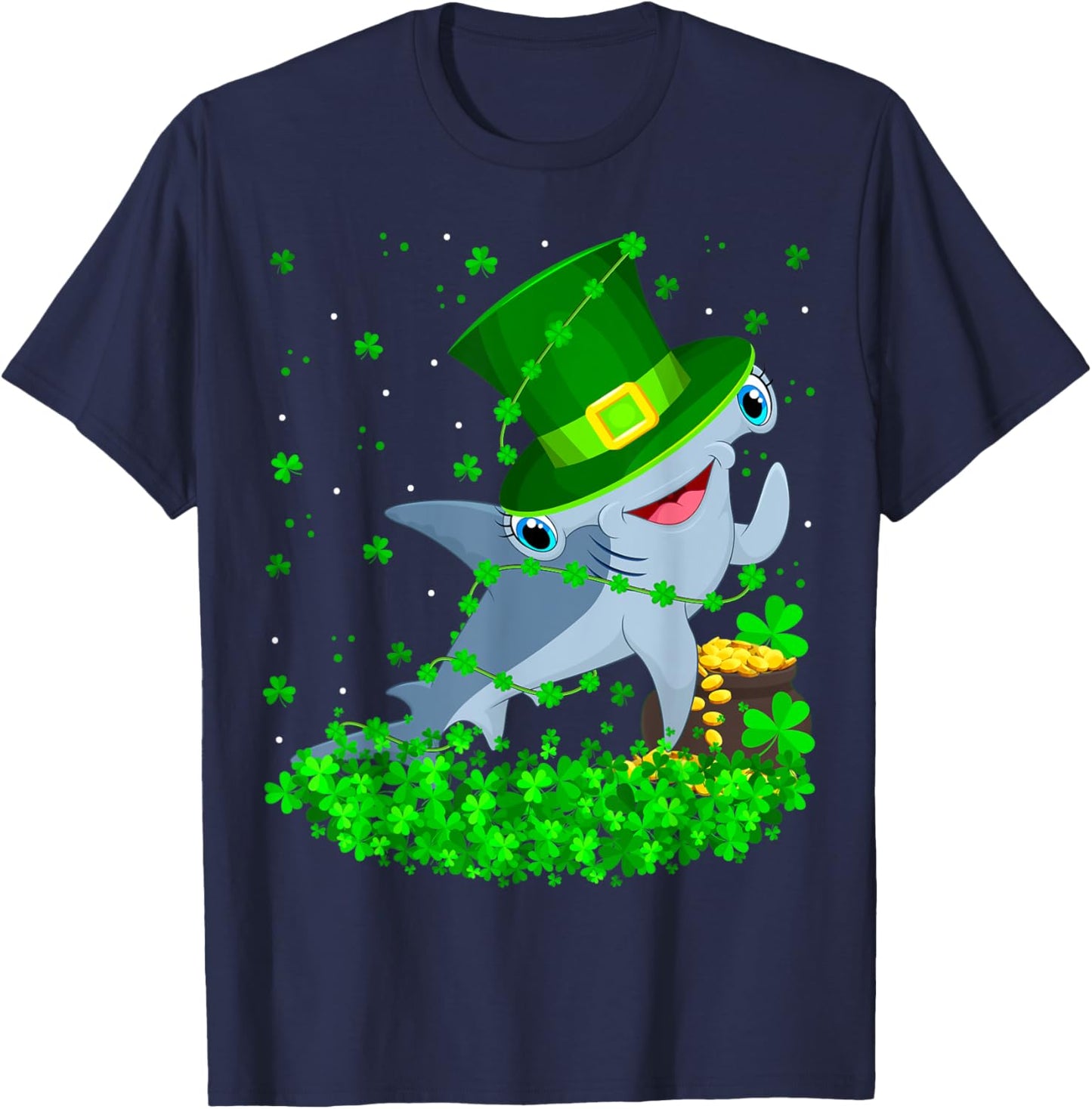 Irish Shamrock Leprechaun Hammerhead Shark St. Patrick's Day T-Shirt - T-Shirt | Navy