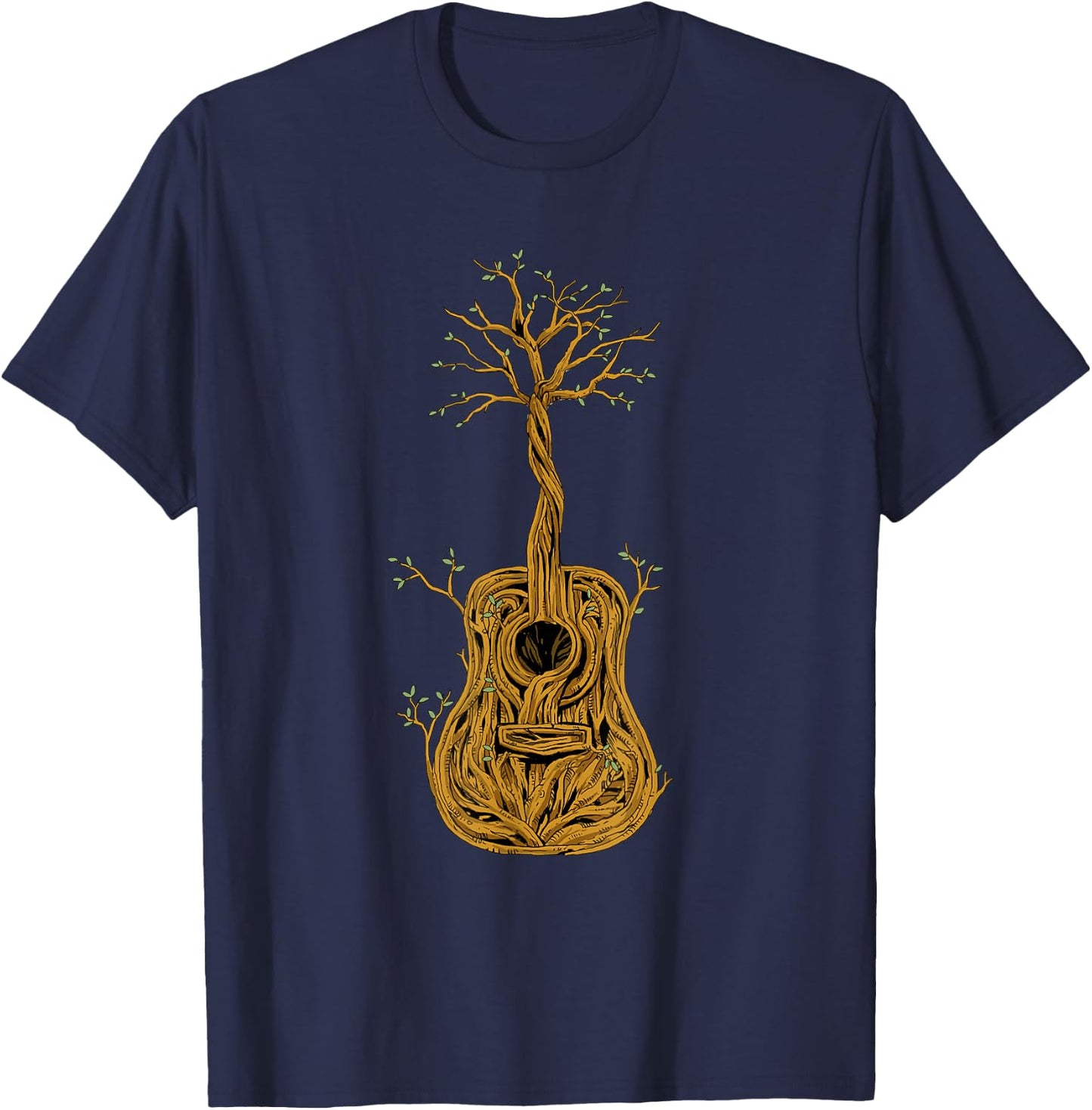 Acoustic Guitar Tree of Life Guitar Player Guitarist T-Shirt - T-Shirt | Navy