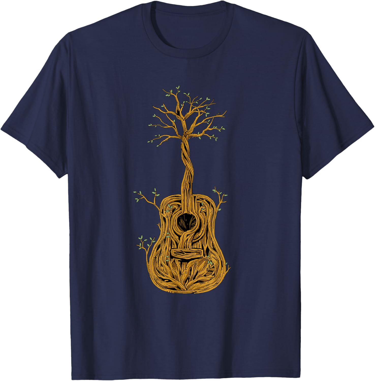 Acoustic Guitar Tree of Life Guitar Player Guitarist T-Shirt - T-Shirt | Navy