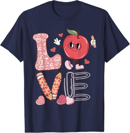 Teacher Love Retro Groovy Teachers Day T-Shirt - T-Shirt | Navy