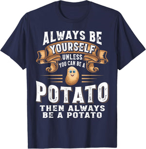 Potato Shirt Funny Cute Potato For Kids Boys Girls T-Shirt - T-Shirt | Navy