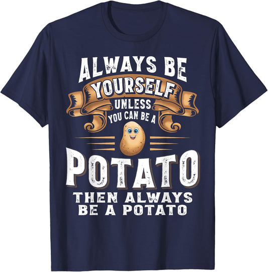 Potato Shirt Funny Cute Potato For Kids Boys Girls T-Shirt - T-Shirt | Navy