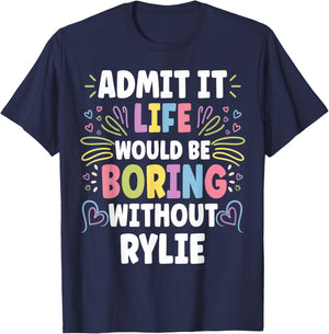 RYLIE Personalized Name Funny Cute Custom RYLIE Name T-Shirt - T-Shirt | Navy
