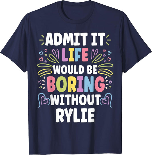 RYLIE Personalized Name Funny Cute Custom RYLIE Name T-Shirt - T-Shirt | Navy