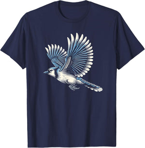 Flying Blue Jay Bird Graphic Art Design And Men T-Shirt - T-Shirt | Navy