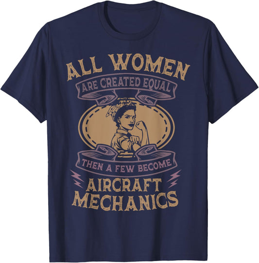 Aircraft Mechanic Airplane Aviation Maintenance Tech Woman T-Shirt - T-Shirt | Navy
