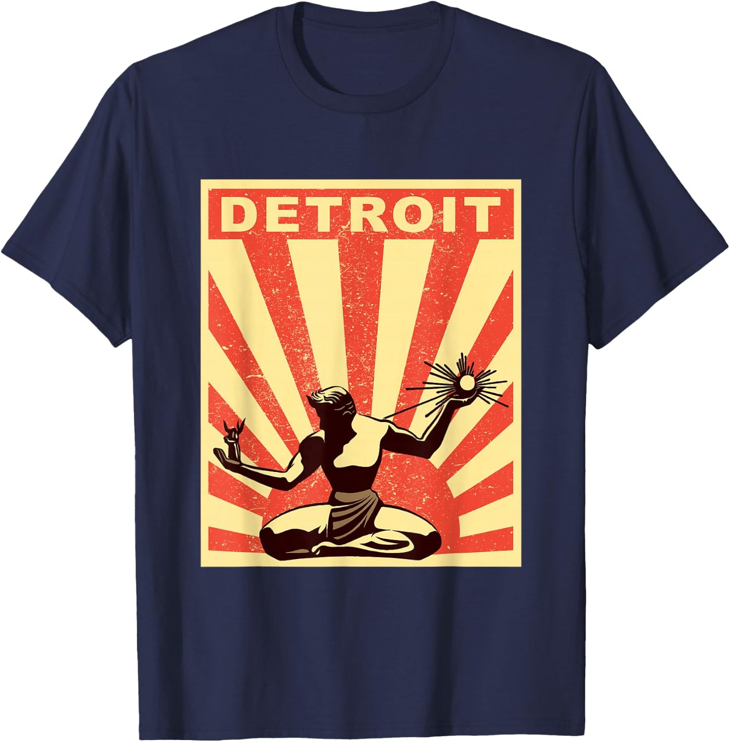 Detroit Shirt | Vintage Spirit of Detroit T-Shirt - T-Shirt | Navy