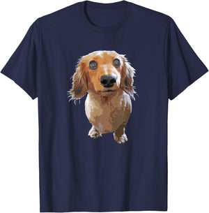 Long Hair Dachshund Cute Wiener Dog Gift Men Kids T-Shirt - T-Shirt | Navy