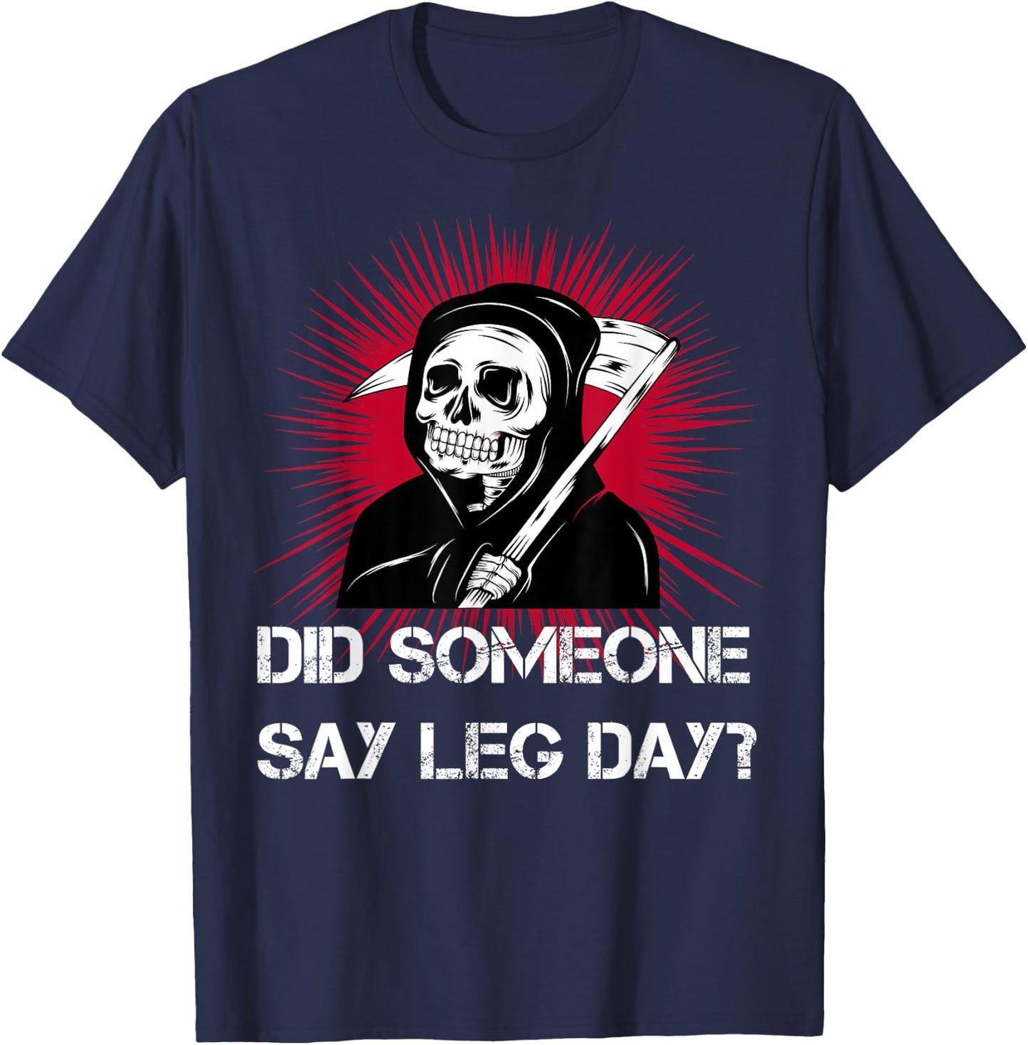 Grim Reaper Leg Day Black Metal skull and scythe gym T-Shirt - T-Shirt | Navy
