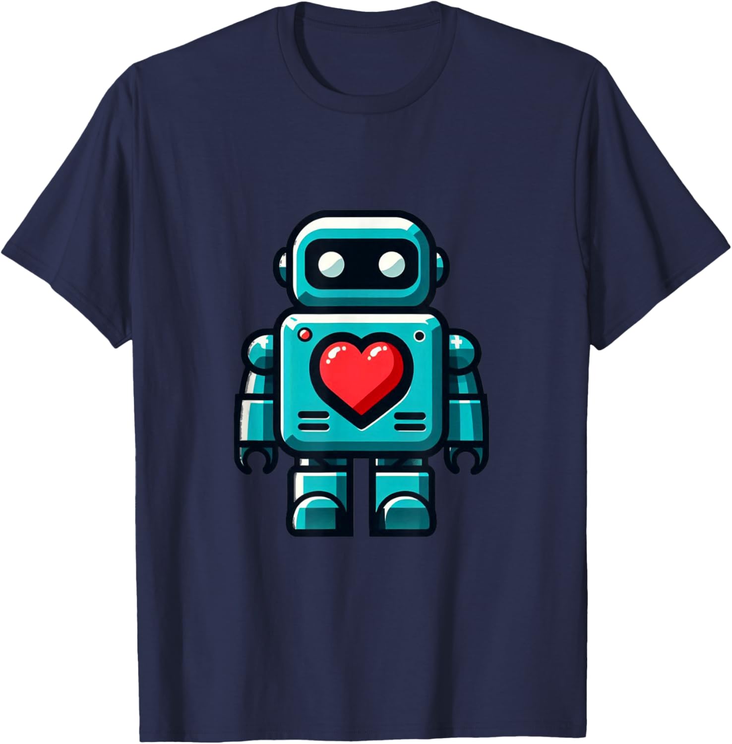 I Love Robots, Robot with Big Heart Valentine Kids Gift T-Shirt - T-Shirt | Navy