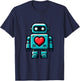 I Love Robots, Robot with Big Heart Valentine Kids Gift T-Shirt - T-Shirt | Navy