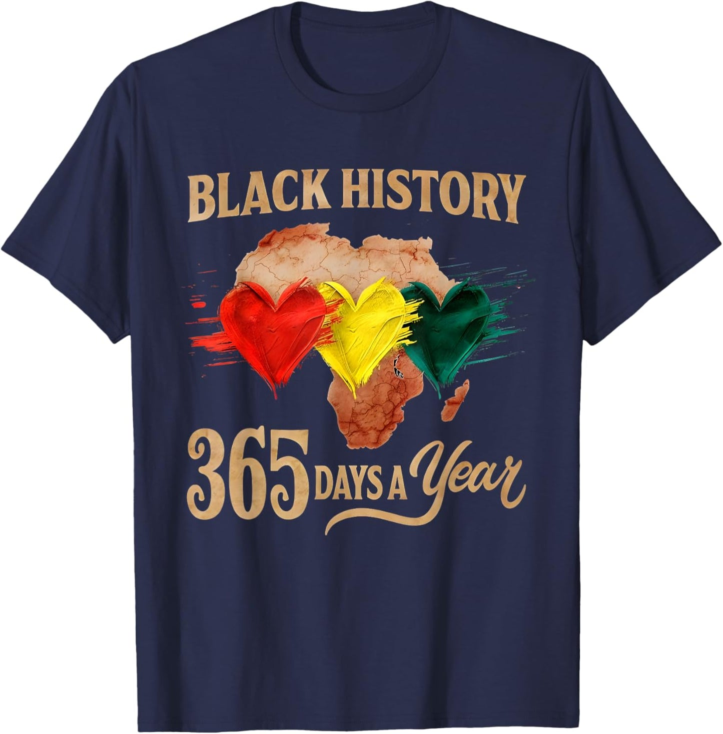 Black History Month 365 Days Map Afro African American Pride T-Shirt - T-Shirt | Navy