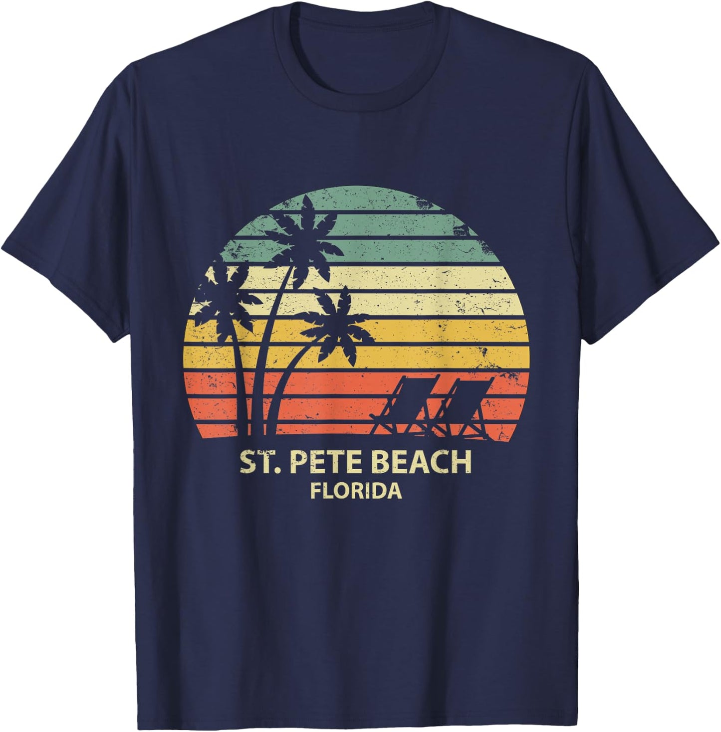 Vintage Florida St. Pete Beach T Shirt Cool Retro T-Shirt - T-Shirt | Navy