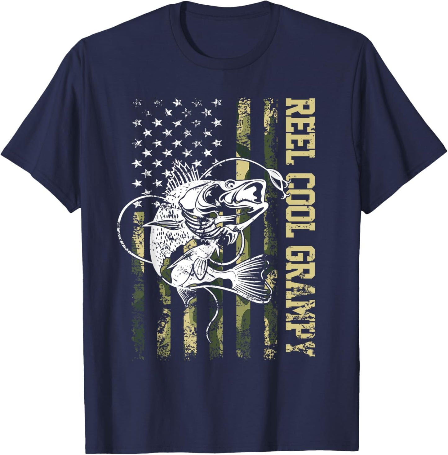 Reel Cool Grampy Bass Fishing Father's Day T-Shirt - T-Shirt | Navy