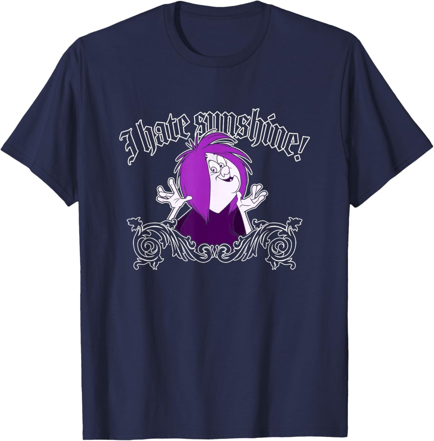 Disney The Sword in The Stone I Hate Sunshine Madam Mim Logo T-Shirt - T-Shirt | Navy