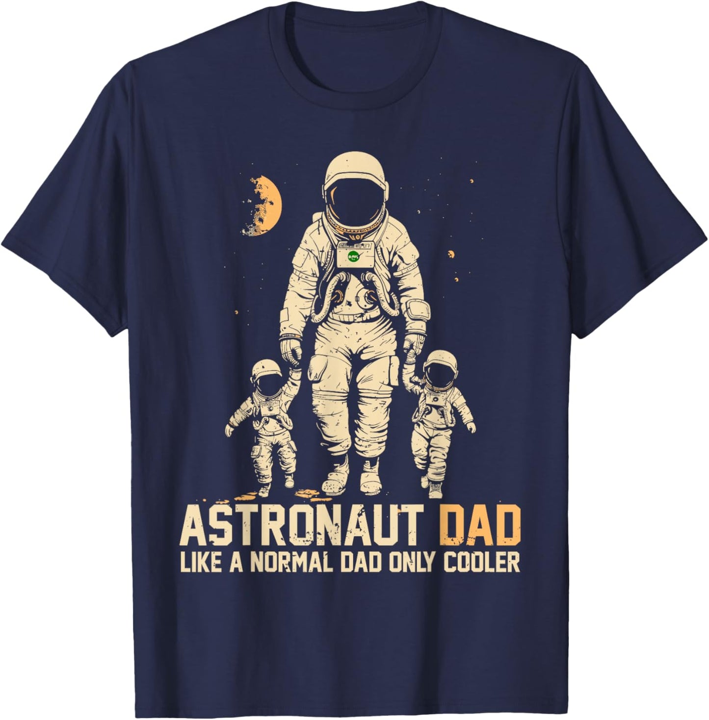 Astronaut Dad Funny Space Father Of 2 Kids Father's Day Twin T-Shirt - T-Shirt | Navy