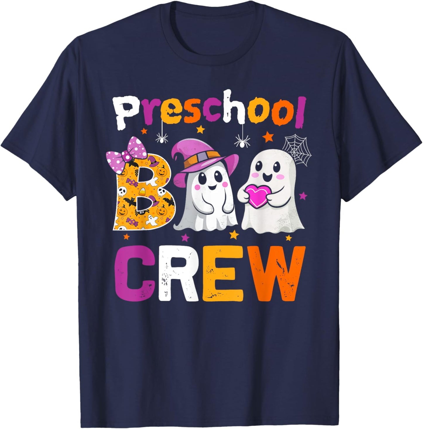 Preschool Boo Crew Funny Preschool Halloween Teacher Kids T-Shirt - T-Shirt | Navy