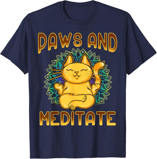 Yoga Paws And Meditate Funny Cat Lover Yogi Namaste Kitten Men Women Kids