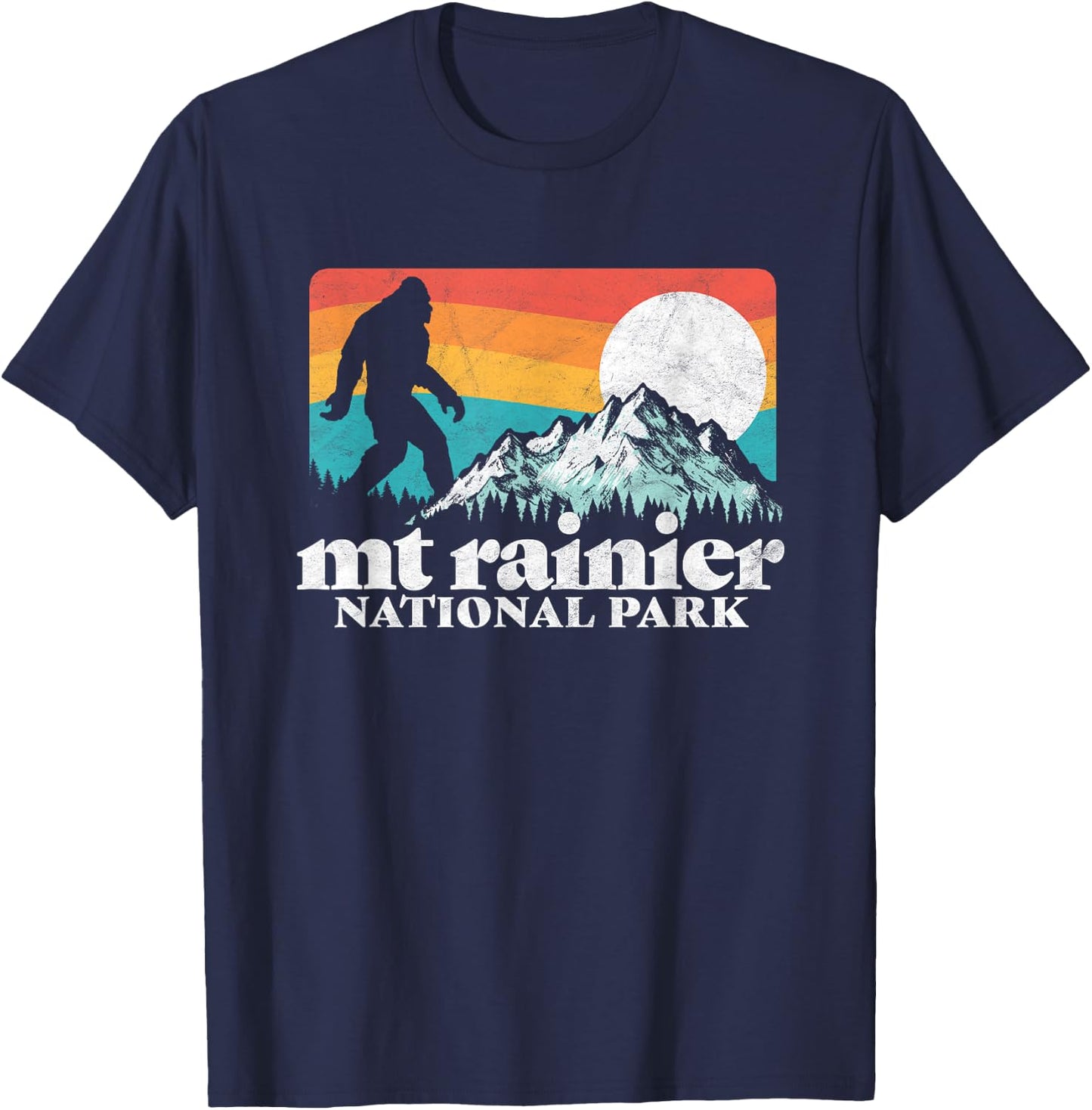 Mount Rainier National Park Bigfoot Mountains Nature T-Shirt - T-Shirt | Navy